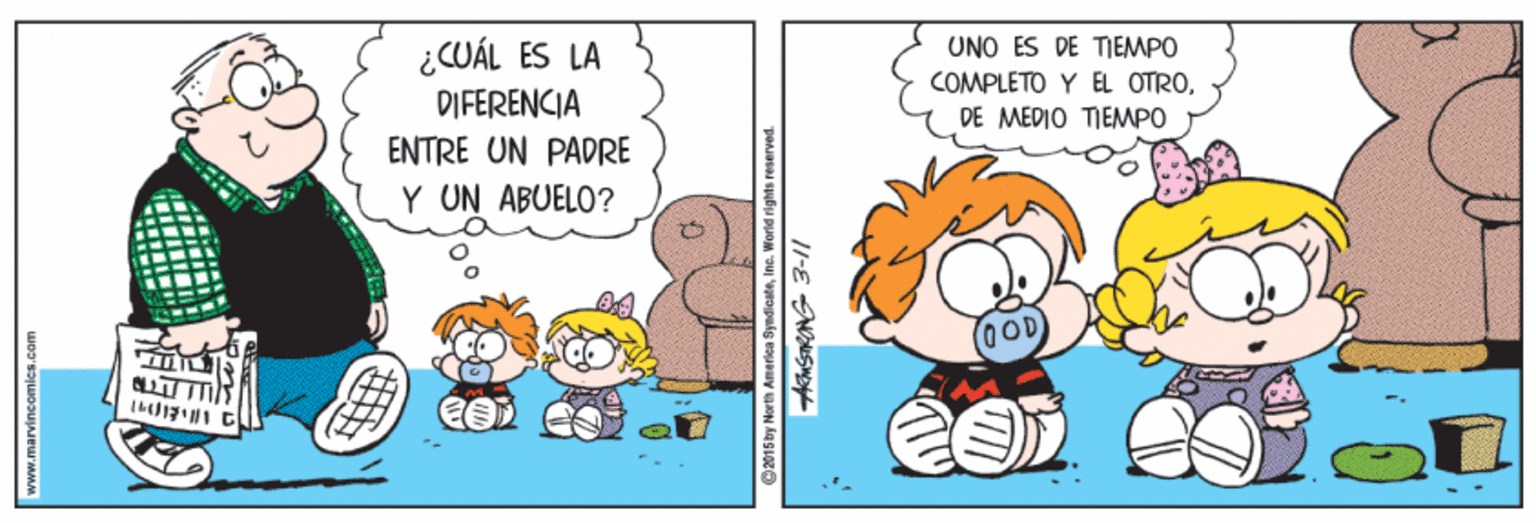 Line OCR: ¿CUÁL ES LA UNO ES DE TIEMPO COMPLETO Y EL OTRODIFERENCIA DE MERIO TIEMPO ENTRE UN PADRE Y UN ABUELO? OOD O2015 by Morth Ameriea SyndicateIne. Worid rights reserved. ¿CUÁL ES LA UNO ES DE TIEMPO COMPLETO Y EL OTRODIFERENCIA DE MERIO TIEMPO ENTRE UN PADRE Y UN ABUELO? OOD O2015 by Morth Ameriea SyndicateIne. Worid rights reserved.