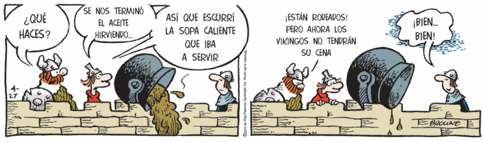 Parallel OCR: ¿ QUÉ HACES? SE NOS TERMINÓ Y EL ACEITE ASÍ QUE ESCURRÍ LA SOPA CALIENTE QUE IBA ¡ESTÁN RODEADOS! PERO AHORA LOS ¡BIEN. BIEN! HIRVIENDO. VIKINGOS NO TENDRÁN SU CENA A SERVIR EBROWNEE ¿ QUÉ HACES? SE NOS TERMINÓ Y EL ACEITE ASÍ QUE ESCURRÍ LA SOPA CALIENTE QUE IBA ¡ESTÁN RODEADOS! PERO AHORA LOS ¡BIEN. BIEN! HIRVIENDO. VIKINGOS NO TENDRÁN SU CENA A SERVIR EBROWNEE