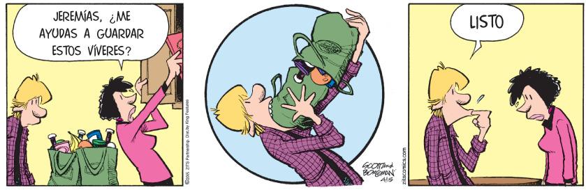 Fictional character OCR: JEREMÍAS¿ME LISTO AYUDAS A GUARDAR ESTOS VÍVERES? Rscomics.com JEREMÍAS¿ME LISTO AYUDAS A GUARDAR ESTOS VÍVERES? Rscomics.com