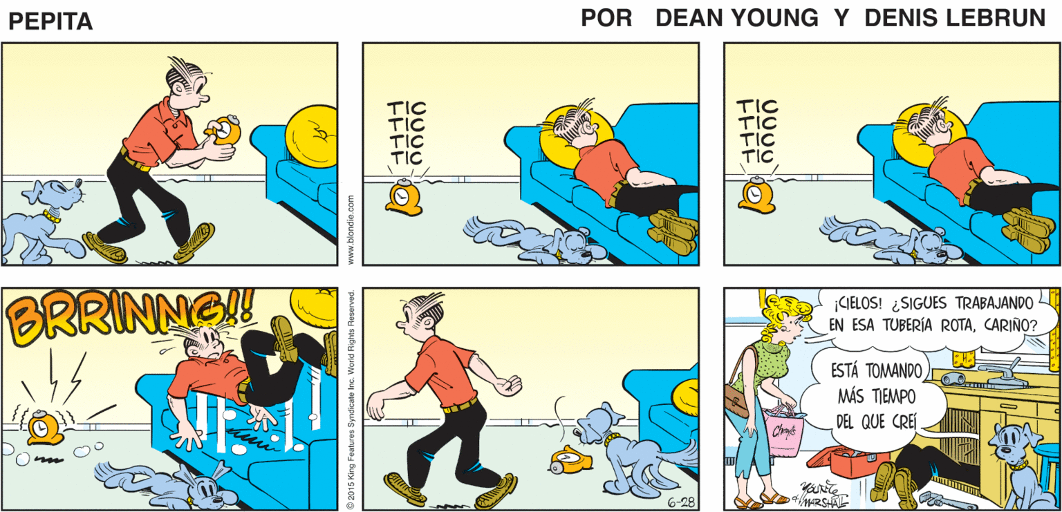 Comics OCR: PEPTA EEAN YnE JOHN MARSHAL TIC BRRINNG CIELOS! ¿SIGUES TRABAJANDO EN ESA TUBERÍA ROTACARIÑO? ESTÁ TOMANDO MÁS TIEMPO DEL QUE CREÍ 6-28 MARSHA 2015 King Features Syndicate Inc. World Fights Feserved. www.blondie.com ???? ) PEPTA EEAN YnE JOHN MARSHAL TIC BRRINNG CIELOS! ¿SIGUES TRABAJANDO EN ESA TUBERÍA ROTACARIÑO? ESTÁ TOMANDO MÁS TIEMPO DEL QUE CREÍ 6-28 MARSHA 2015 King Features Syndicate Inc. World Fights Feserved. www.blondie.com ?? ? ? )