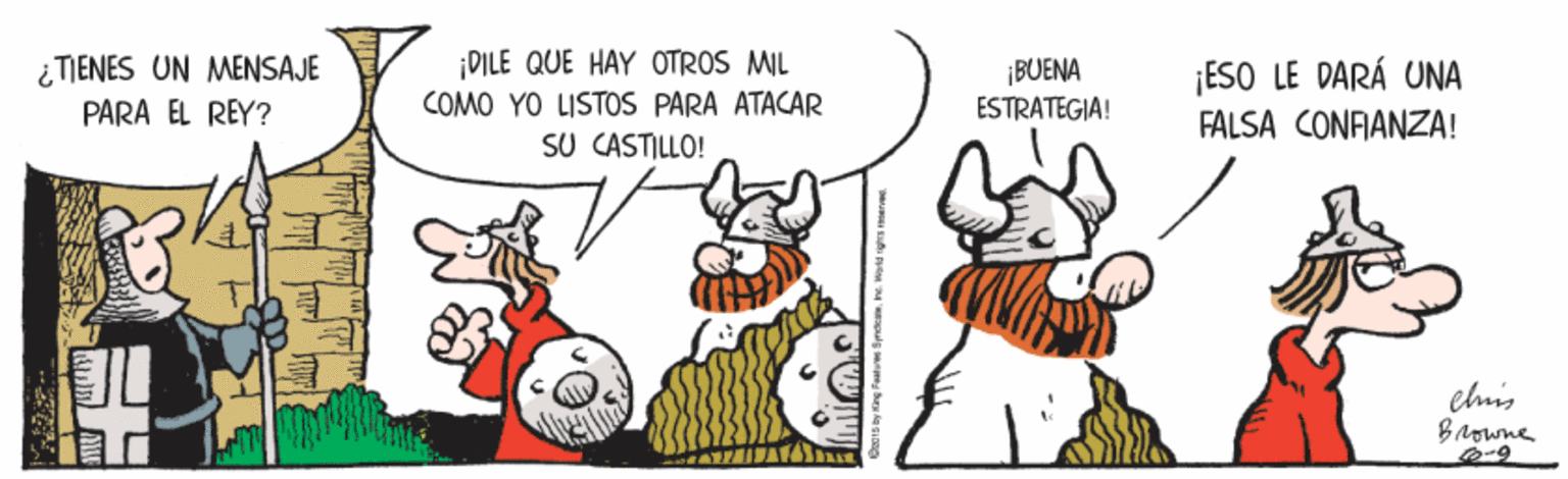 Adaptation OCR: ¿TIENES UN MENSAJE PARA EL REY? ¡DILE QUE HAY OTROS MIL COMO YO LISTOS PARA ATACAR SU CASTILLO! ¡BUENA ESTRATEGIA! ¡ESO LE DARÁ UNA FALSA CONFIANZA! elmis Browne ¿TIENES UN MENSAJE PARA EL REY? ¡DILE QUE HAY OTROS MIL COMO YO LISTOS PARA ATACAR SU CASTILLO! ¡BUENA ESTRATEGIA! ¡ESO LE DARÁ UNA FALSA CONFIANZA! elmis Browne