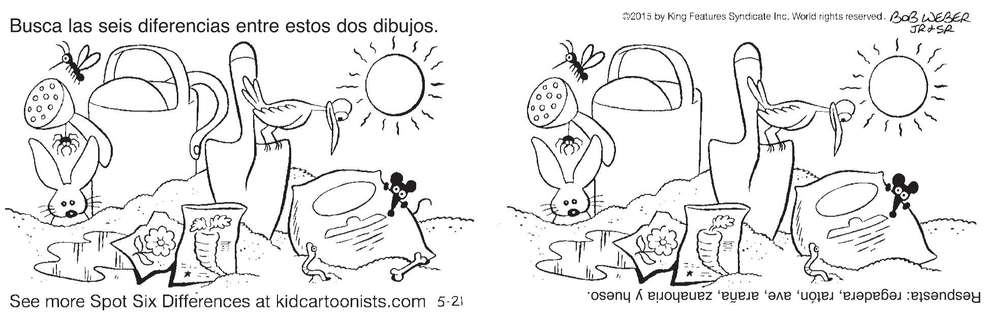 Font OCR: 32015 by King Features Syndicate Inc. World rights reserved. Baß WEBER Busca las seis diferencias entre estos dos dibujos. See more Spot Six Differences at kidcartoonists.com 5-21 Respuesta: regaderazanahoria y hueso. 32015 by King Features Syndicate Inc. World rights reserved. Baß WEBER Busca las seis diferencias entre estos dos dibujos. See more Spot Six Differences at kidcartoonists.com 5-21 Respuesta: regaderazanahoria y hueso.