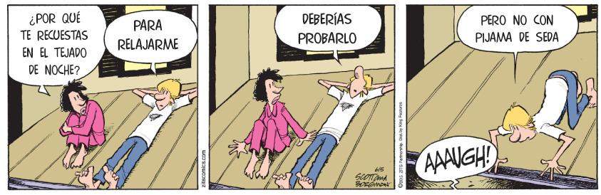 Comic book OCR: ¿POR QUÉ TE RECUESTAS DEBERÍAS PARA RELAJARME PERO NO CON PROBARLO PIJAMA DE SEDA EN EL TEJADO DE NOCHE? AAAUGH ¿POR QUÉ TE RECUESTAS DEBERÍAS PARA RELAJARME PERO NO CON PROBARLO PIJAMA DE SEDA EN EL TEJADO DE NOCHE? AAAUGH