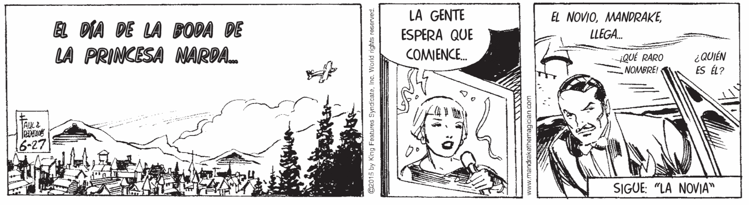 Illustration OCR: LA GENTE EL NOVIOLLEGA. EL DIA DE LA BODA DE LA PRINCESA NARDA. ESPERA QUE COMENCE. QUÉ RARO NOMBRE! ¿QUI?N ES ÉL? 6-27 SIGUE: "LA NOVIA" LA GENTE EL NOVIOLLEGA. EL DIA DE LA BODA DE LA PRINCESA NARDA. ESPERA QUE COMENCE. QUÉ RARO NOMBRE! ¿QUI?N ES ÉL? 6-27 SIGUE: "LA NOVIA"