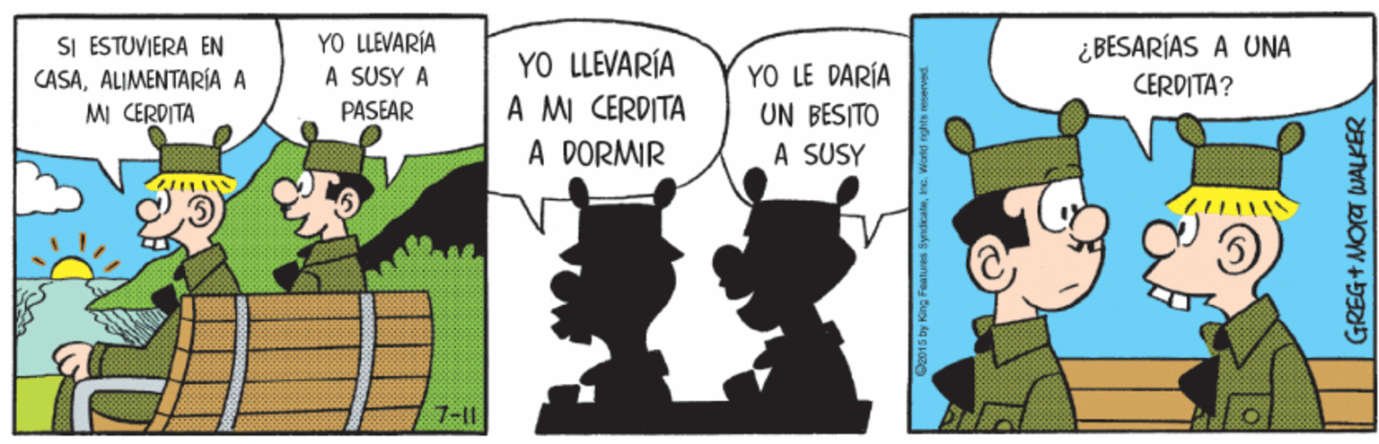 Drawing OCR: SI ESTUVIERA EN CASAALIMENTARÍA A MI CERDITA YO LLEVARÍA A SUSY A PASEAR YO LLEVARÍA A MI CERDITA A DORMIR YO LE DARÍA UN BESITO A SUSY ¿BESARÍAS A UNA CERDITA? 7-11 SI ESTUVIERA EN CASAALIMENTARÍA A MI CERDITA YO LLEVARÍA A SUSY A PASEAR YO LLEVARÍA A MI CERDITA A DORMIR YO LE DARÍA UN BESITO A SUSY ¿BESARÍAS A UNA CERDITA? 7-11