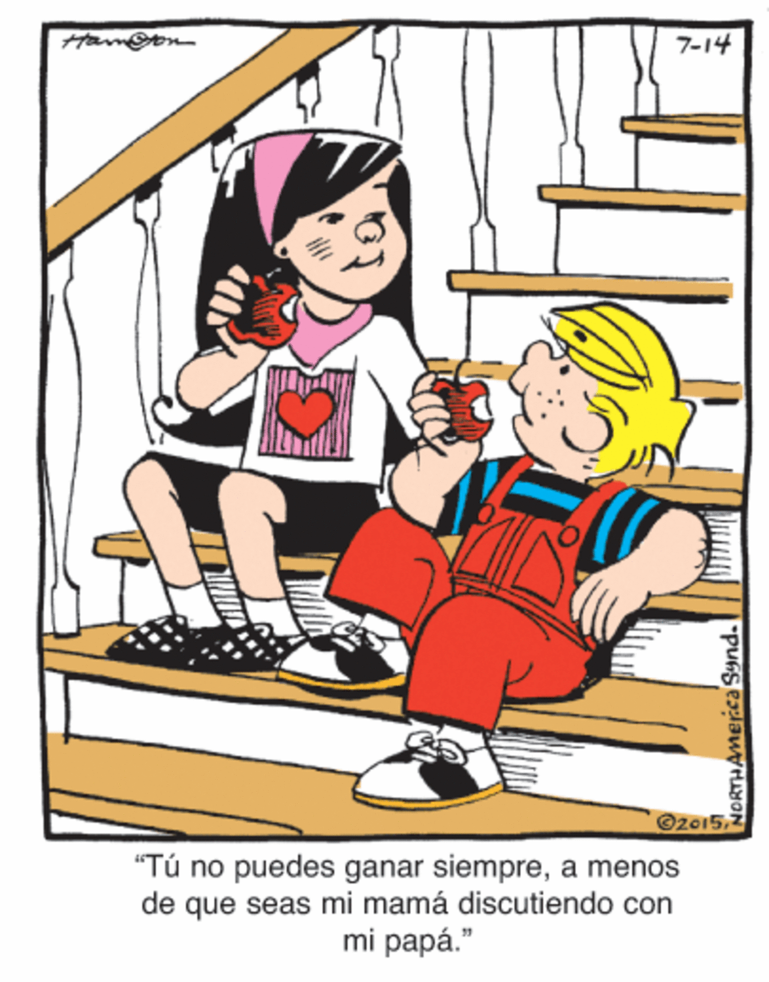 Illustration OCR: 7-14 ©20 "Tú no puedes ganar siemprea menos de que seas mi mamá discutiendo con mi papá." 7-14 ©20 "Tú no puedes ganar siemprea menos de que seas mi mamá discutiendo con mi papá."