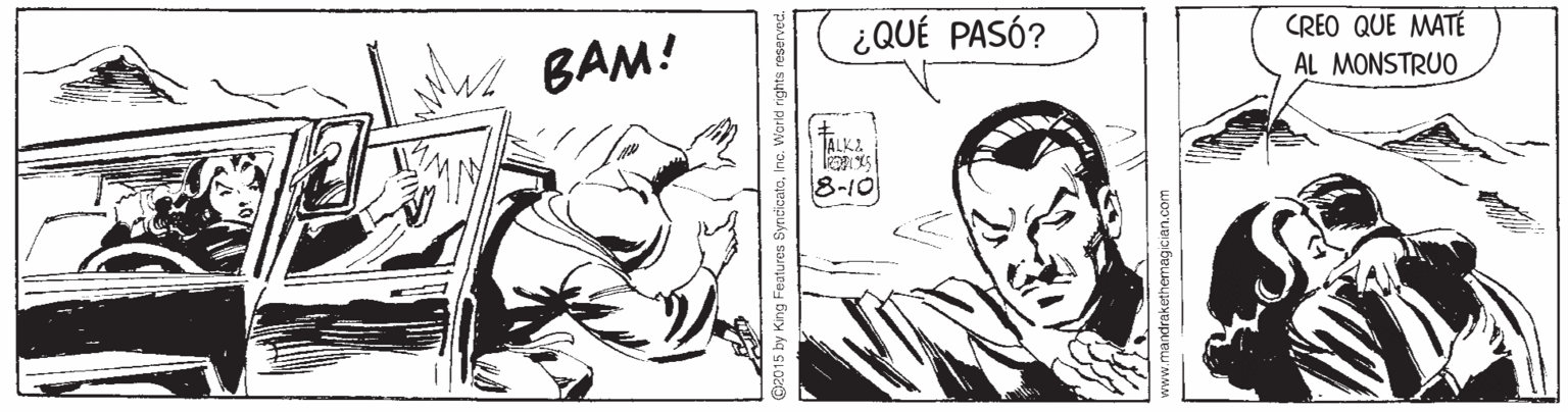 Illustration OCR: ¿QUÉ PASÓ? CREO QUE MATÉ M BAM! AL MONSTRUO TALK. 8-10 thethenagician.com ¿QUÉ PASÓ? CREO QUE MATÉ M BAM! AL MONSTRUO TALK. 8-10 thethenagician.com