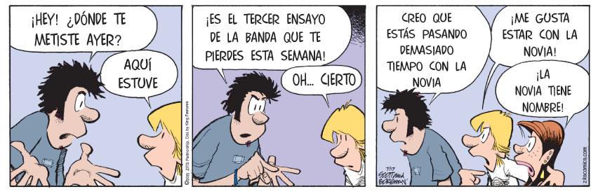 Jaw OCR: ¡HEY! ¿DÓNDE TE METISTE AYER? ¡ES EL TERCER ENSAYO DE LA BANDA QUE TE PIERDES ÉSTA SEMANA! CREO QUE ESTÁS PASANDO ¡ME GUSTA ESTAR CON LA DEMASIADO NOVIA! AQUÍ ESTUVE TIEMPO CON LA ¡LA NOVIA TIENE NOMBRE! OH. CIERTO NOVIA ¡HEY! ¿DÓNDE TE METISTE AYER? ¡ES EL TERCER ENSAYO DE LA BANDA QUE TE PIERDES ÉSTA SEMANA! CREO QUE ESTÁS PASANDO ¡ME GUSTA ESTAR CON LA DEMASIADO NOVIA! AQUÍ ESTUVE TIEMPO CON LA ¡LA NOVIA TIENE NOMBRE! OH. CIERTO NOVIA