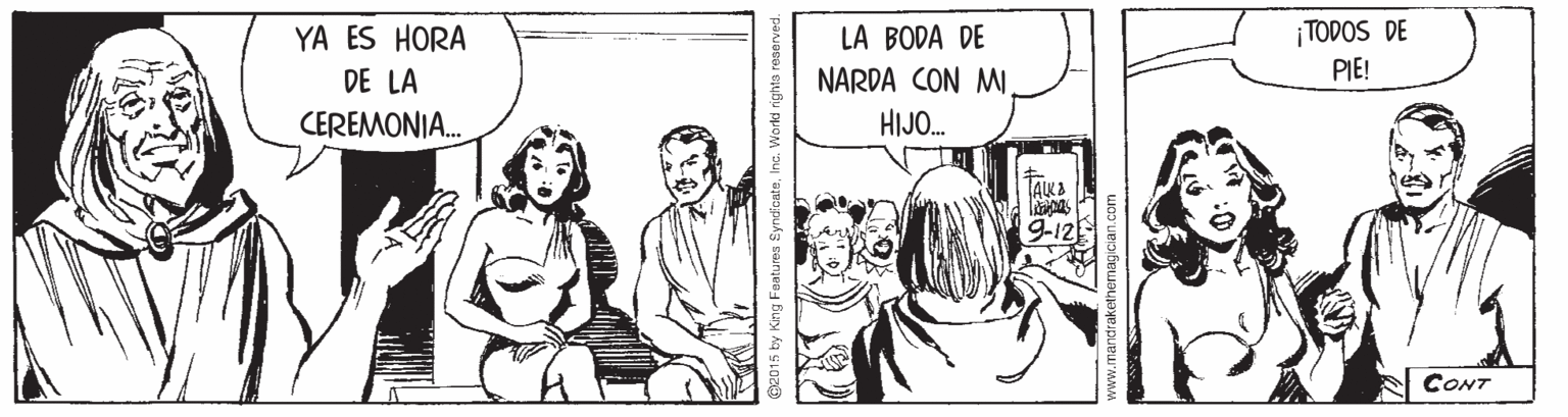 Interaction OCR: ¡TODOS DE PIE! YA ES HORA LA BODA DE DE LA NARDA CON MW CEREMONIA. HIJO. CONT Ce015 by King Fnatums SyndcateInc. Workd rights reserved. ¡TODOS DE PIE! YA ES HORA LA BODA DE DE LA NARDA CON MW CEREMONIA. HIJO. CONT Ce015 by King Fnatums SyndcateInc. Workd rights reserved.