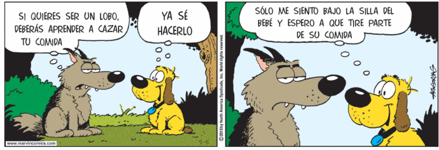 Art OCR: SÓLO ME SIENTO BAJO LA SILLA DEL YA SÉ SI QUIERES SER UN LOBODEBERÁS APRENDER A CAZAR TU COMIDA BEBÉ Y ESPERO A QUE TIRE PARTE DE SU COMIDA HACERLO www.marvincomics.com O2015by North America SyndicateInc. World rights reserved. SÓLO ME SIENTO BAJO LA SILLA DEL YA SÉ SI QUIERES SER UN LOBODEBERÁS APRENDER A CAZAR TU COMIDA BEBÉ Y ESPERO A QUE TIRE PARTE DE SU COMIDA HACERLO www.marvincomics.com O2015by North America SyndicateInc. World rights reserved.