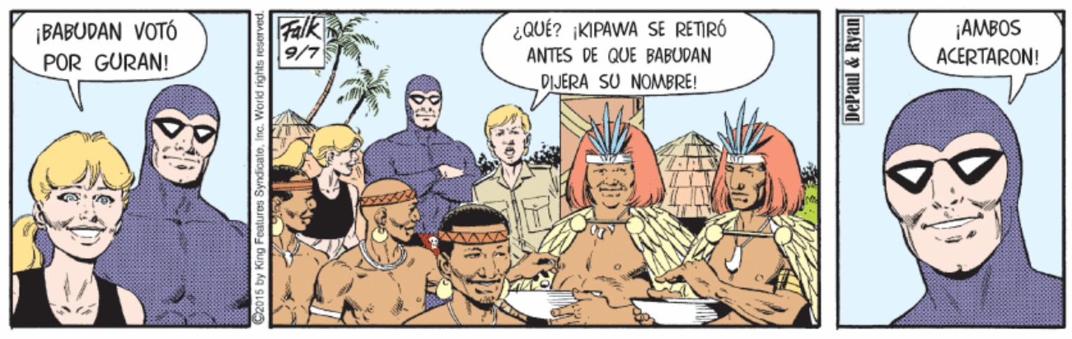 Fictional character OCR: ¡BABUDAN VOTÓ POR GURAN! Falk 9/7 ¿QUÉ? IKIPAWA SE RETIRÓ ANTES DE QUE BABUDAN ¡AMBOS ACERTARON! DIJERA SU NOMBRE! DePaul & Ryan ¡BABUDAN VOTÓ POR GURAN! Falk 9/7 ¿QUÉ? IKIPAWA SE RETIRÓ ANTES DE QUE BABUDAN ¡AMBOS ACERTARON! DIJERA SU NOMBRE! DePaul & Ryan