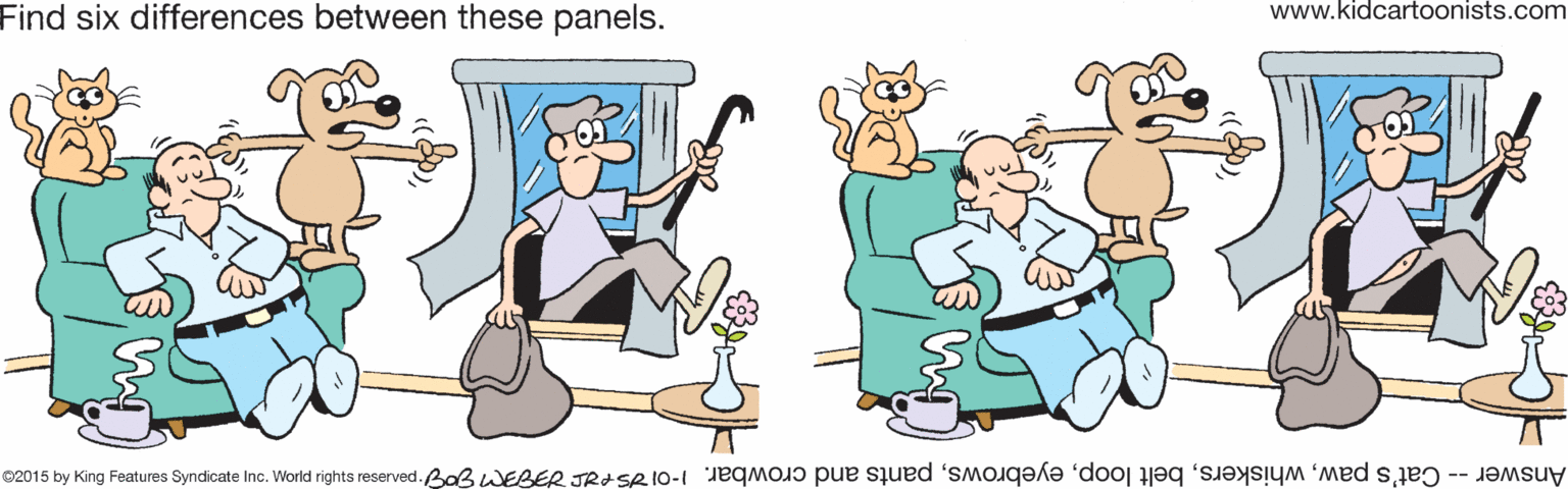 Aqua OCR: Find six differences between these panels. www.kidcartoonists.com Answer -- Cat's pawpants and crowbar. -01 7S P ITN g9 peresai subu poM ou auks sanp bu h e Find six differences between these panels. www.kidcartoonists.com Answer -- Cat's pawbelt looppants and crowbar. -01 7S P ITN g9 peresai subu poM ou auks sanp bu h e