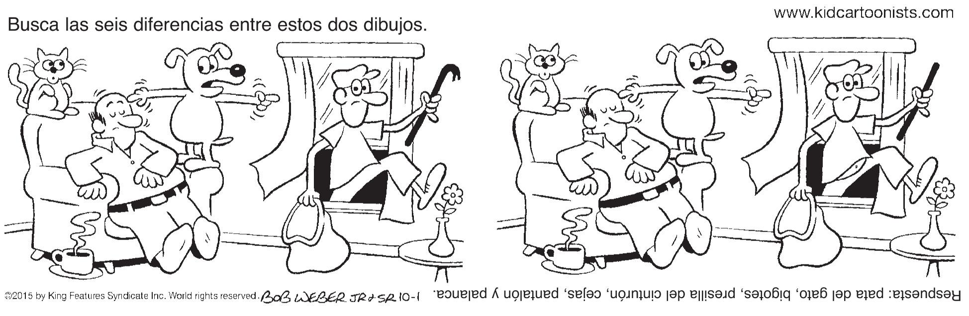 Sharing OCR: www.kidcartoonists.com Busca las seis diferencias entre estos dos dibujos. Respuesta: pata del gatopantalón y palanca. -01 5 M g09 panesai siubiu BIOM o e sanO www.kidcartoonists.com Busca las seis diferencias entre estos dos dibujos. Respuesta: pata del gatopresilla del cinturónpantalón y palanca. -01 5 M g09 panesai siubiu BIOM o e sanO