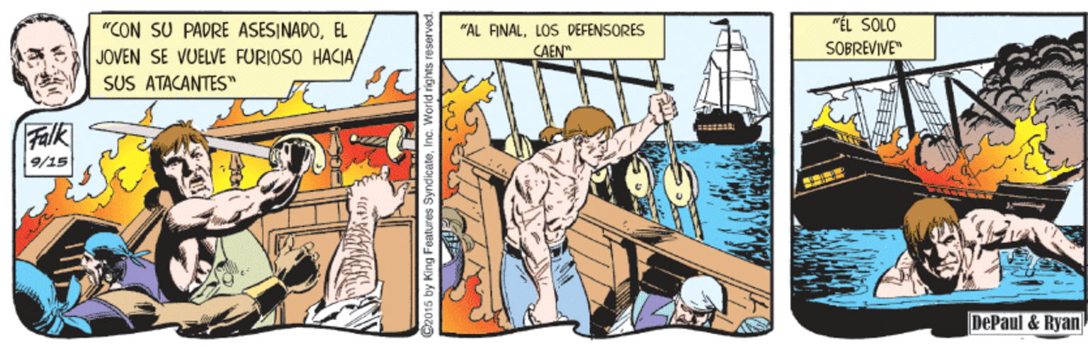 Comic book OCR: "EL SOLO "CON SU PADRE ASESINADOEL JOVEN SE VUELVE FÜRIOSO HACIA/ SUS ATACANTES" "AL FINALLOS DEFENSORES CAEN" SOBREVIVE" Falk 9/15 DePaul & Ryan 5 by King Features SyndicateInc. World rights r "EL SOLO "CON SU PADRE ASESINADOEL JOVEN SE VUELVE FÜRIOSO HACIA/ SUS ATACANTES" "AL FINALLOS DEFENSORES CAEN" SOBREVIVE" Falk 9/15 DePaul & Ryan 5 by King Features SyndicateInc. World rights r