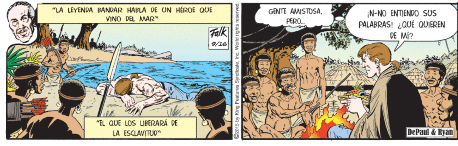 Font OCR: "LA LEYENDA BANDAR HABLA DE UN HÉROE QUE GENTE AMISTOSA. ¡N-NO ENTIENDO SUS PALABRAS! ¿QUÉ QUIEREN DE M? VINO DEL MAR" PERO. Falk 9/16 "EL QUE LOS LIBERARÁ DE LA ESCLAVITUD DePaul & Ryan 15 by King Features "LA LEYENDA BANDAR HABLA DE UN HÉROE QUE GENTE AMISTOSA. ¡N-NO ENTIENDO SUS PALABRAS! ¿QUÉ QUIEREN DE M? VINO DEL MAR" PERO. Falk 9/16 "EL QUE LOS LIBERARÁ DE LA ESCLAVITUD DePaul & Ryan 15 by King Features