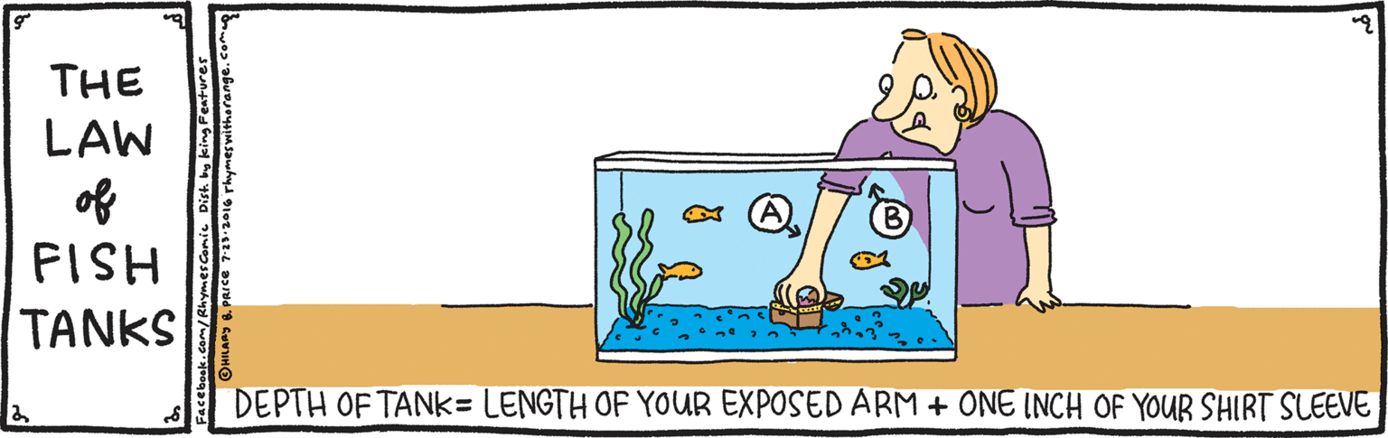 Graphics OCR: THE LAW of FISH TANKS DEPTH OF TANK= LENGTH OF YOUR EXPOSED ARM + ONE INCH OF YOUR SHIRT SLEEVE THE LAW of FISH TANKS DEPTH OF TANK= LENGTH OF YOUR EXPOSED ARM + ONE INCH OF YOUR SHIRT SLEEVE