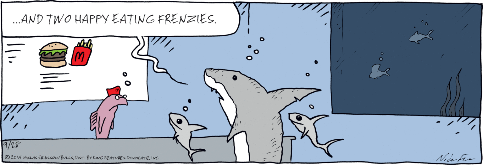 Cetacea OCR: ..AND TWO HAPPY EATING FRENZIES. ©2016 NIKLAS ERIKSSON/BULLSINe ..AND TWO HAPPY EATING FRENZIES. ©2016 NIKLAS ERIKSSON/BULLSDIST. BY KING FEATURES SYNDICATE
