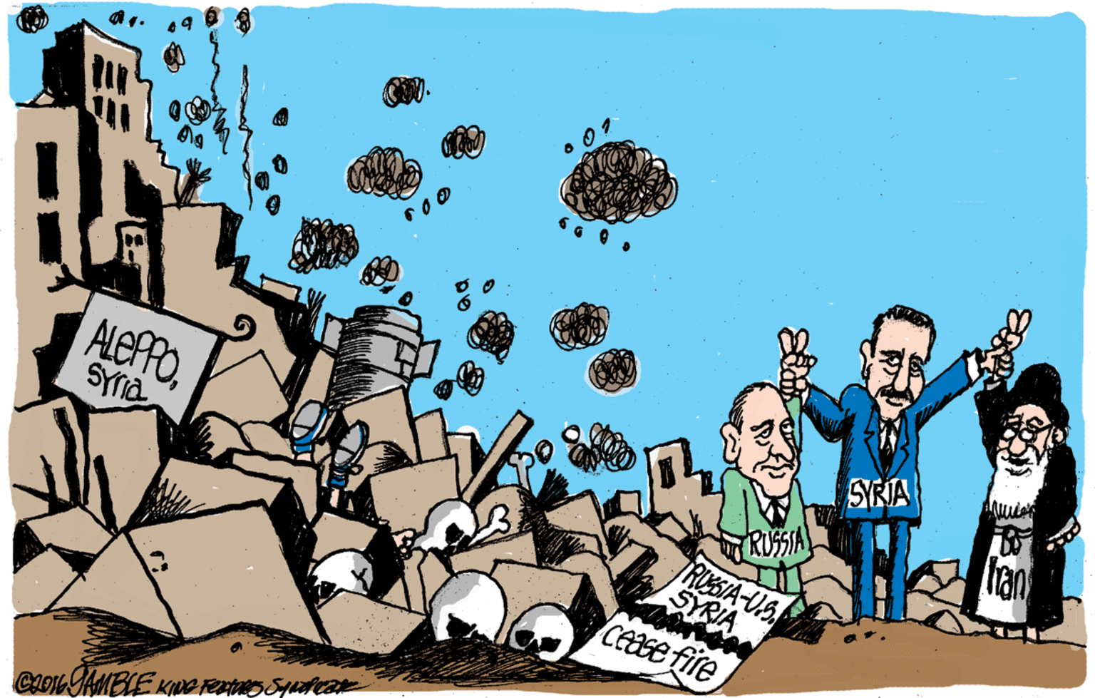 Illustration OCR: SYRIA ALEPO. fan TRUSIA-US SYRI Cease fire SYRIA ALEPO. fan TRUSIA-US SYRI Cease fire