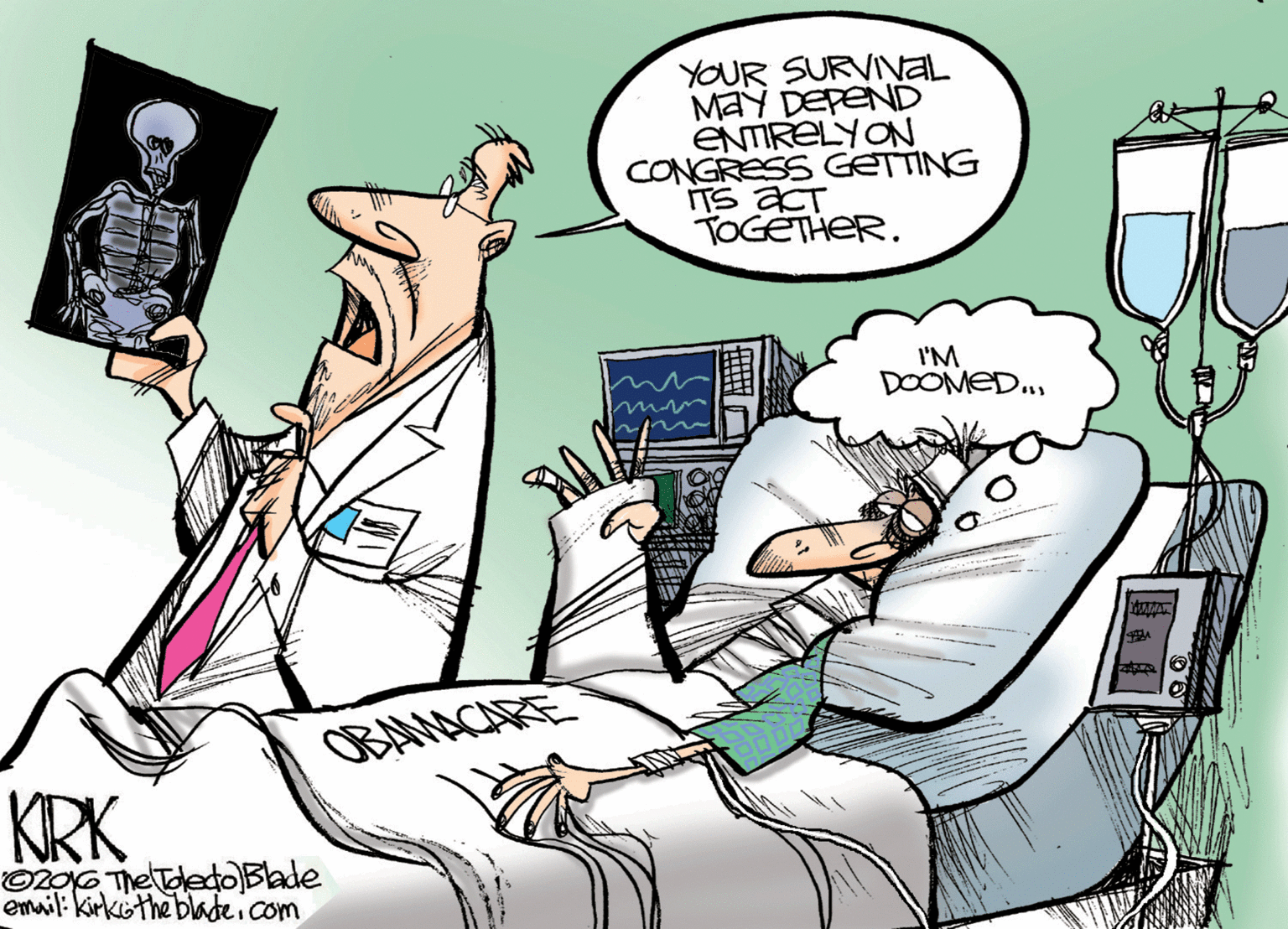 Animated cartoon OCR: YOUR SURVINAL MaY DEPEND ENTIRELYON CONGRESS GETTING ITS acT TOGETHER. I'M DOOMED..RANACARE KRK Oz0G ThededOBlade email: kirköthe bladeicom YOUR SURVINAL MaY DEPEND ENTIRELYON CONGRESS GETTING ITS acT TOGETHER. I'M DOOMED..RANACARE KRK Oz0G ThededOBlade email: kirköthe bladeicom