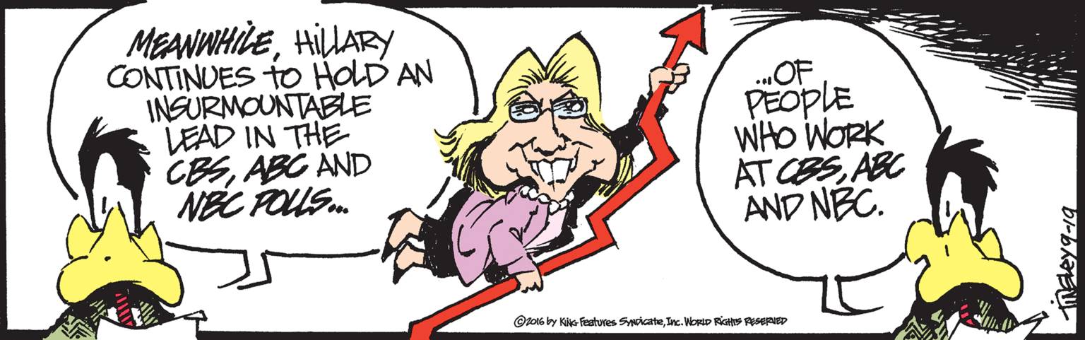 Fictional character OCR: MEANWHILEHILLARY CONTINUES to HOLD AN INSURMOUNTABLE LEAD IN THE CBSABC AND NEC POLUS.. „OF PEOPLE WHO WORK AT CBSABC AND NEC. @z016 by Kiys Features SoicateInc. WORID RGHS ReseRIED MEANWHILEHILLARY CONTINUES to HOLD AN INSURMOUNTABLE LEAD IN THE CBSABC AND NEC POLUS.. „OF PEOPLE WHO WORK AT CBSABC AND NEC. @z016 by Kiys Features SoicateInc. WORID RGHS ReseRIED