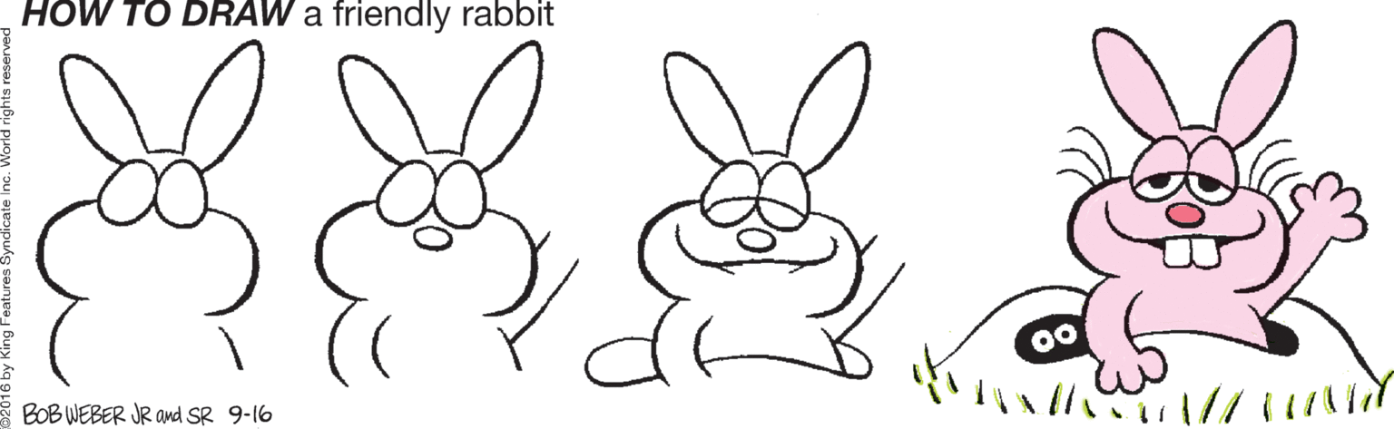 Snout OCR: HOW TO DRAW a friendly rabbit BOB WEBER JR and SR 9-16 HOW TO DRAW a friendly rabbit BOB WEBER JR and SR 9-16