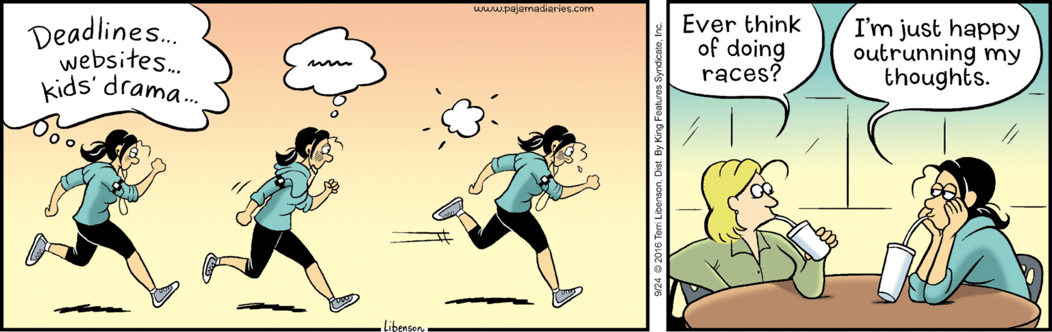 Animated cartoon OCR: www.pajamadiaries.com Deadlines. websites. kids' drama. Ever think of doing races? I'm just happy outrunning my thoughts. Libensenwww.pajamadiaries.com Deadlines. websites. kids' drama. Ever think of doing races? I'm just happy outrunning my thoughts. Libensen