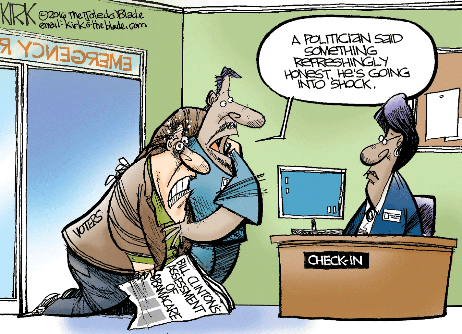Publication OCR: KRK O201 The Toledo Blade email: Kirköthe blade. com A POLITICIAN SAID SOMETHING REFRESHINGLY HONESTHe'S GOING INTO SHOCK. EWEBCENCAB VOTERS C???K-IN BLL CLINTONS ASSESSMENT BAMACARE KRK O201 The Toledo Blade email: Kirköthe blade. com A POLITICIAN SAID SOMETHING REFRESHINGLY HONESTHe'S GOING INTO SHOCK. EWEBCENCAB VOTERS C???K-IN BLL CLINTONS ASSESSMENT BAMACARE