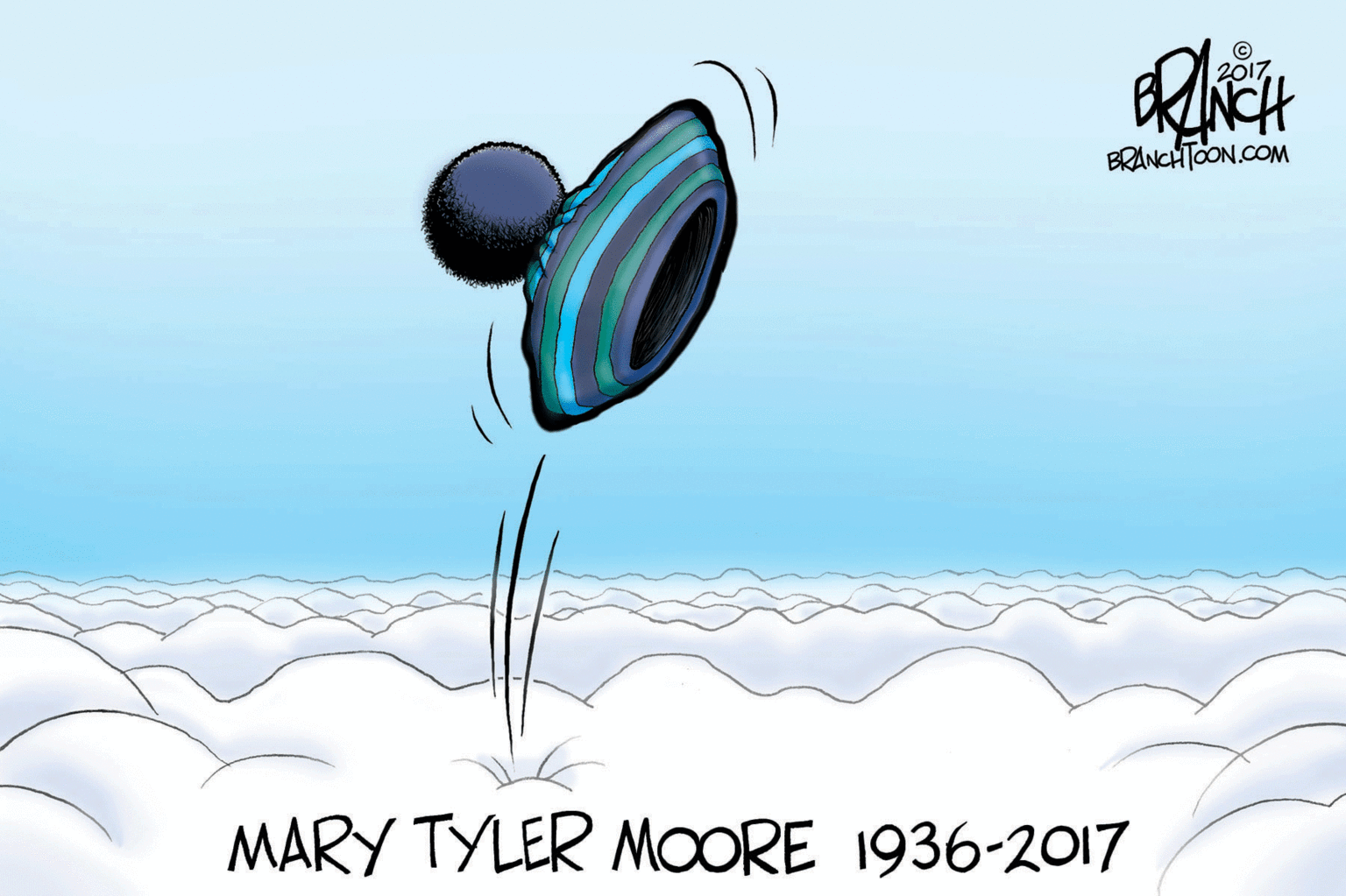 Feather OCR: © 2017BRANCHTOON.COM MARY TYLER MOORE 1936-2017 © 2017BRANCHTOON.COM MARY TYLER MOORE 1936-2017