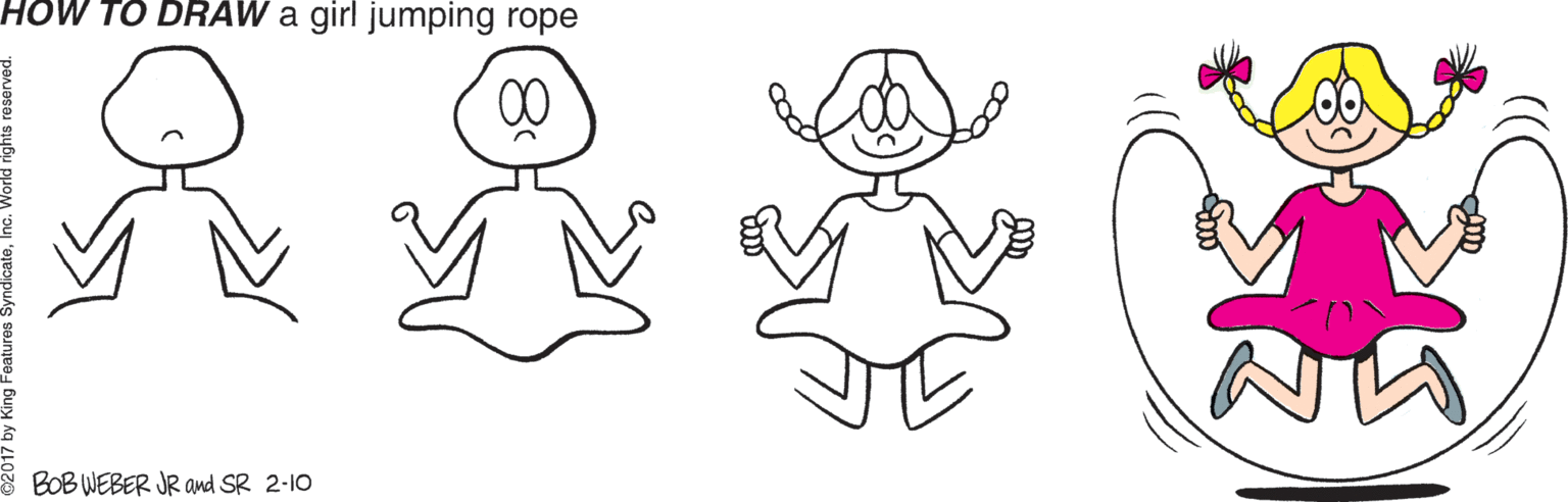 Animation OCR: HOW TO DRAW a girl jumping rope 10BOB WEBER JR and SR 2-10 HOW TO DRAW a girl jumping rope 10BOB WEBER JR and SR 2-10