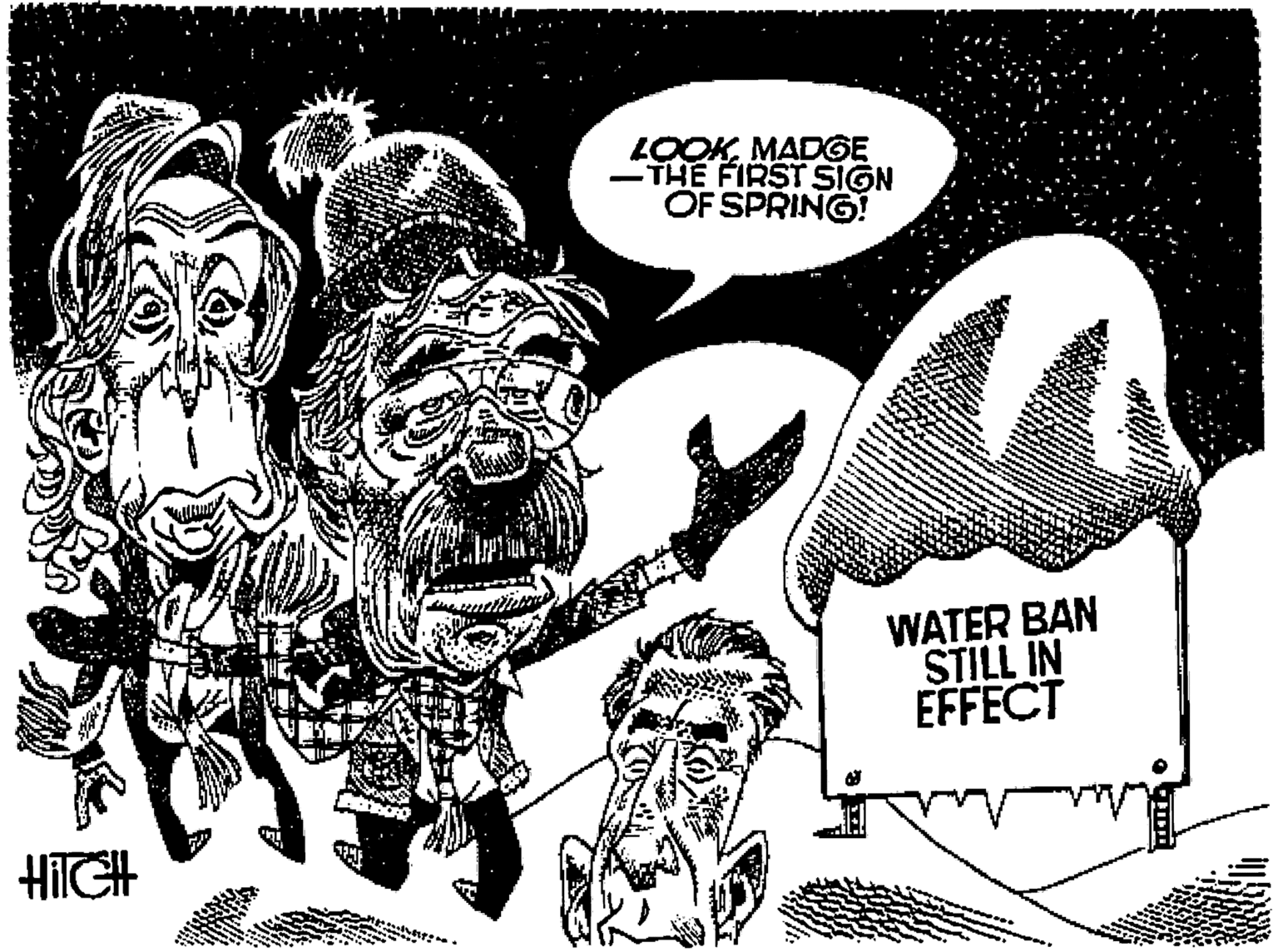 Doodle OCR: LOOKMADGE -THE FIRST SIGN OF SPRING! WATER BAN STILL IN EFFECT HICH LOOKMADGE -THE FIRST SIGN OF SPRING! WATER BAN STILL IN EFFECT HICH