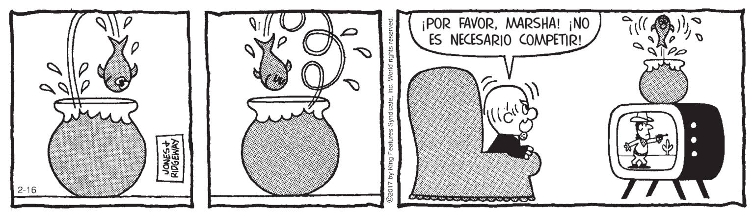 Illustration OCR: ¡POR FAVORMARSHA! ¡NO ES NECESARIO COMPETIR! 2-16 ¡POR FAVORMARSHA! ¡NO ES NECESARIO COMPETIR! 2-16