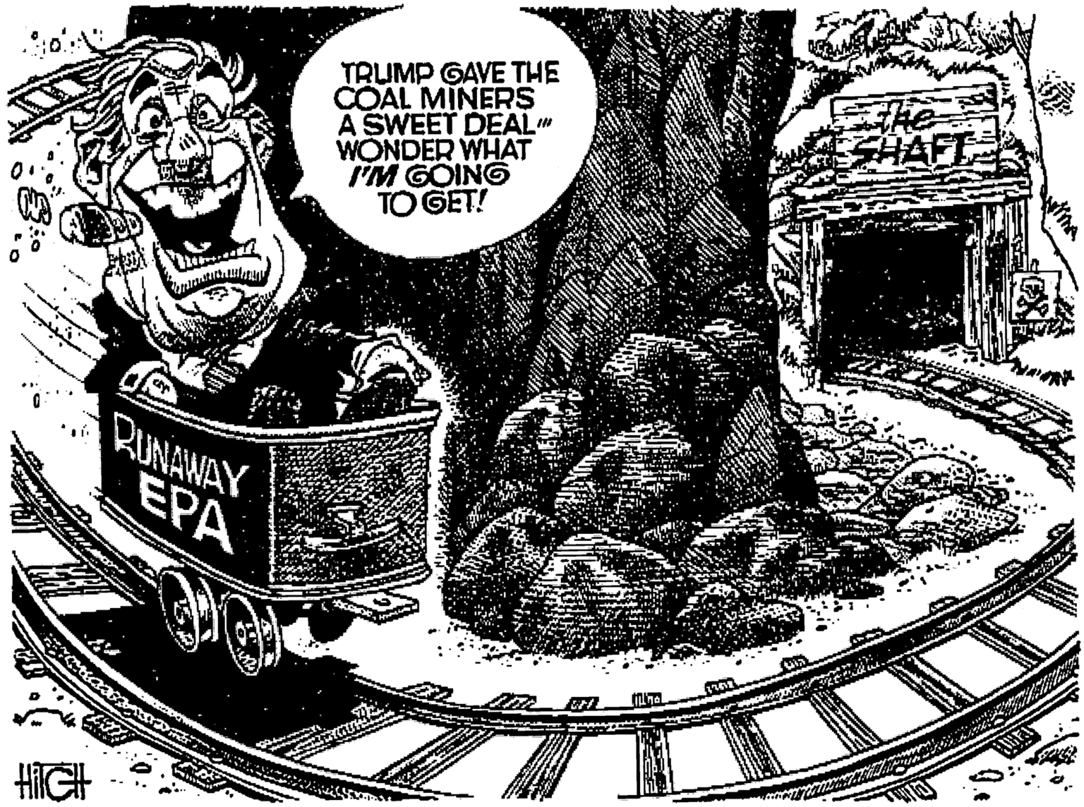 Graphics OCR: TRUMP GAVE THE COAL MINERS A SWEET DEAL" WONDER WHAT I'M GOING TO GET! HAFL RUNAWAY EPA HIGH wine TRUMP GAVE THE COAL MINERS A SWEET DEAL" WONDER WHAT I'M GOING TO GET! HAFL RUNAWAY EPA HIGH wine