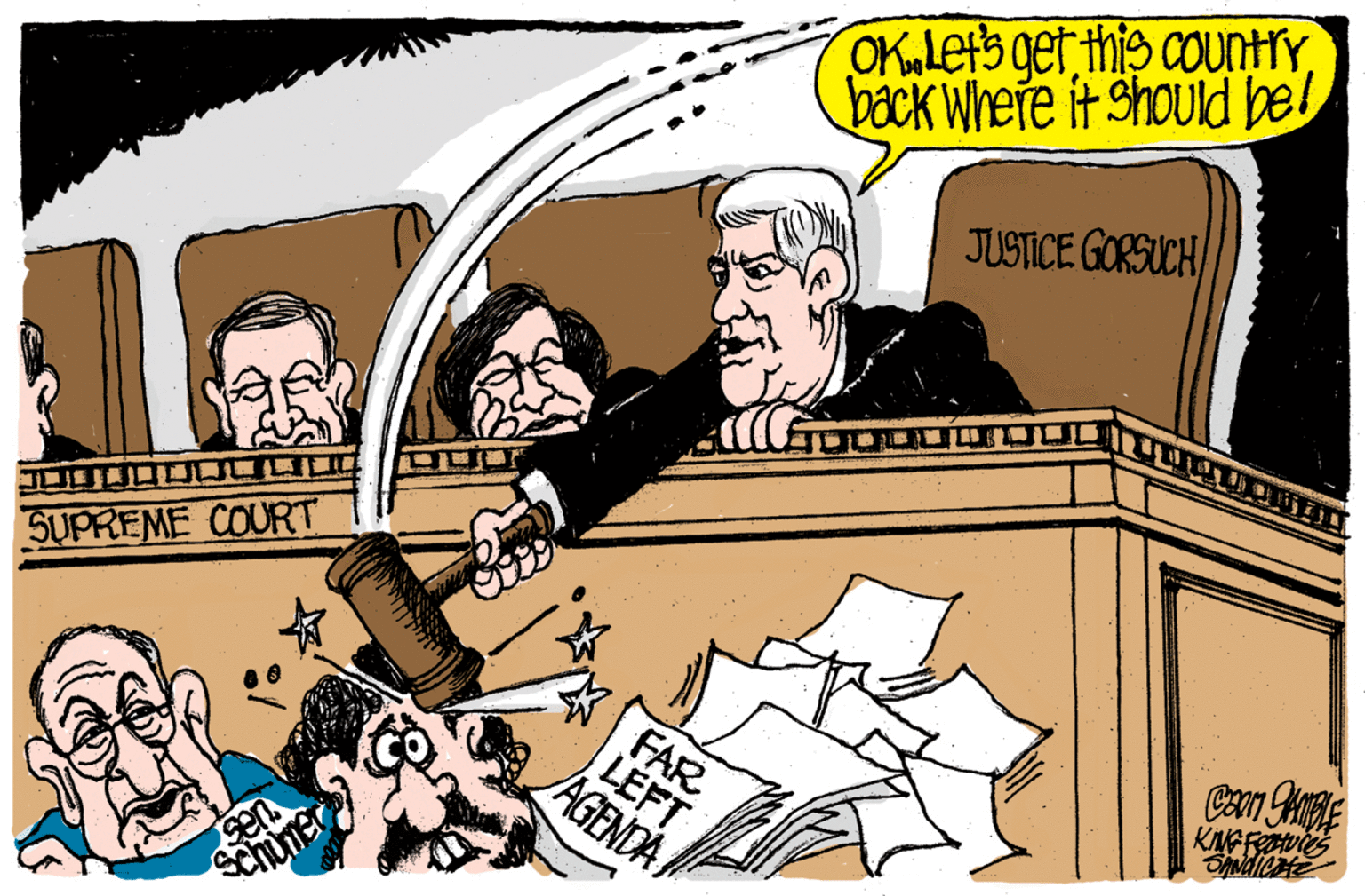 Drawing OCR: OKLetb get this countrY back Where it Should bel JUSTICE GORSUCH/ OO? DU D0 SUPREME COURT FAR LEFT AGENDA Se Schomer OKLetb get this countrY back Where it Should bel JUSTICE GORSUCH/ OO ? DU D0 SUPREME COURT FAR LEFT AGENDA Se Schomer