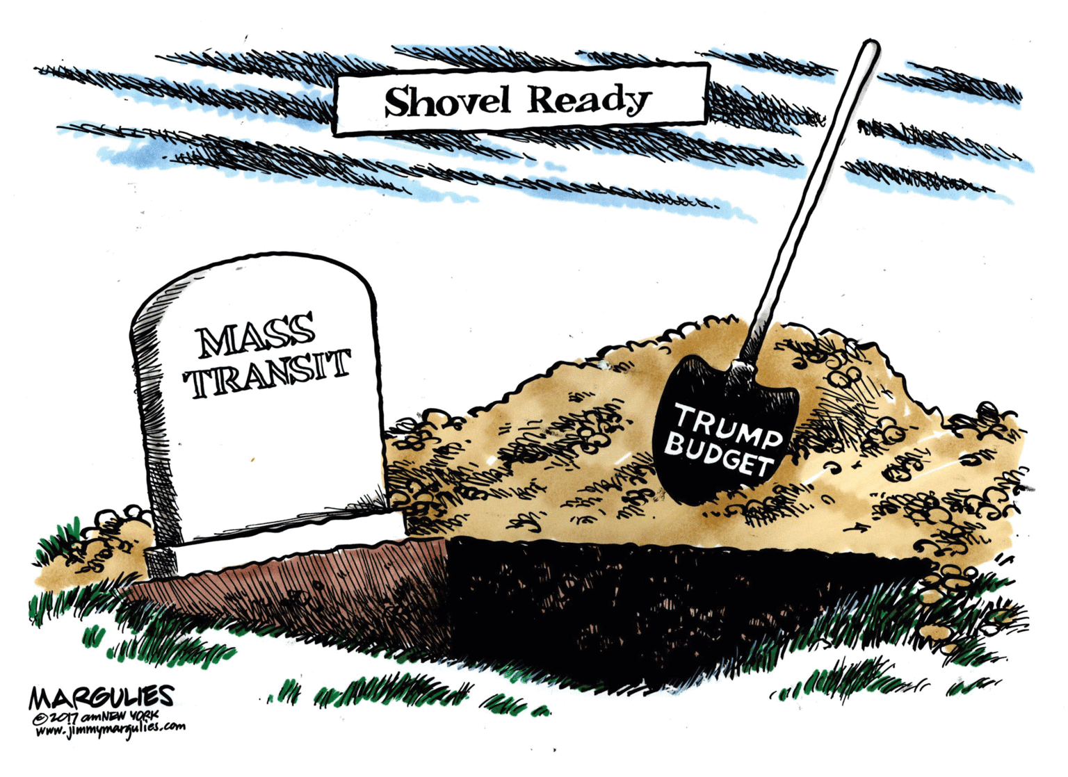 Graphic design OCR: Shovel Ready MASS TRANSIT TRUMP BUDGET MARGULIES O0j amNEW VORK Www.jimmymargulies.com Shovel Ready MASS TRANSIT TRUMP BUDGET MARGULIES O0j amNEW VORK Www.jimmymargulies.com