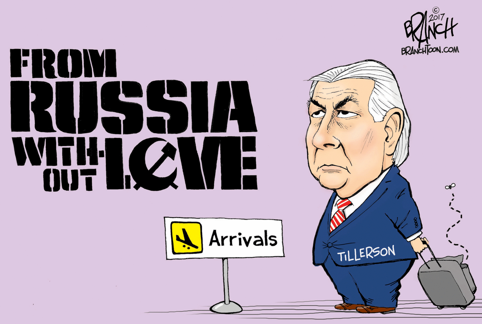 Drawing OCR: 2017 FROM BRANCHTOON.COM RUSSIA WITH OUT AArrivals TILLERSON 2017 FROM BRANCHTOON.COM RUSSIA WITH OUT AArrivals TILLERSON