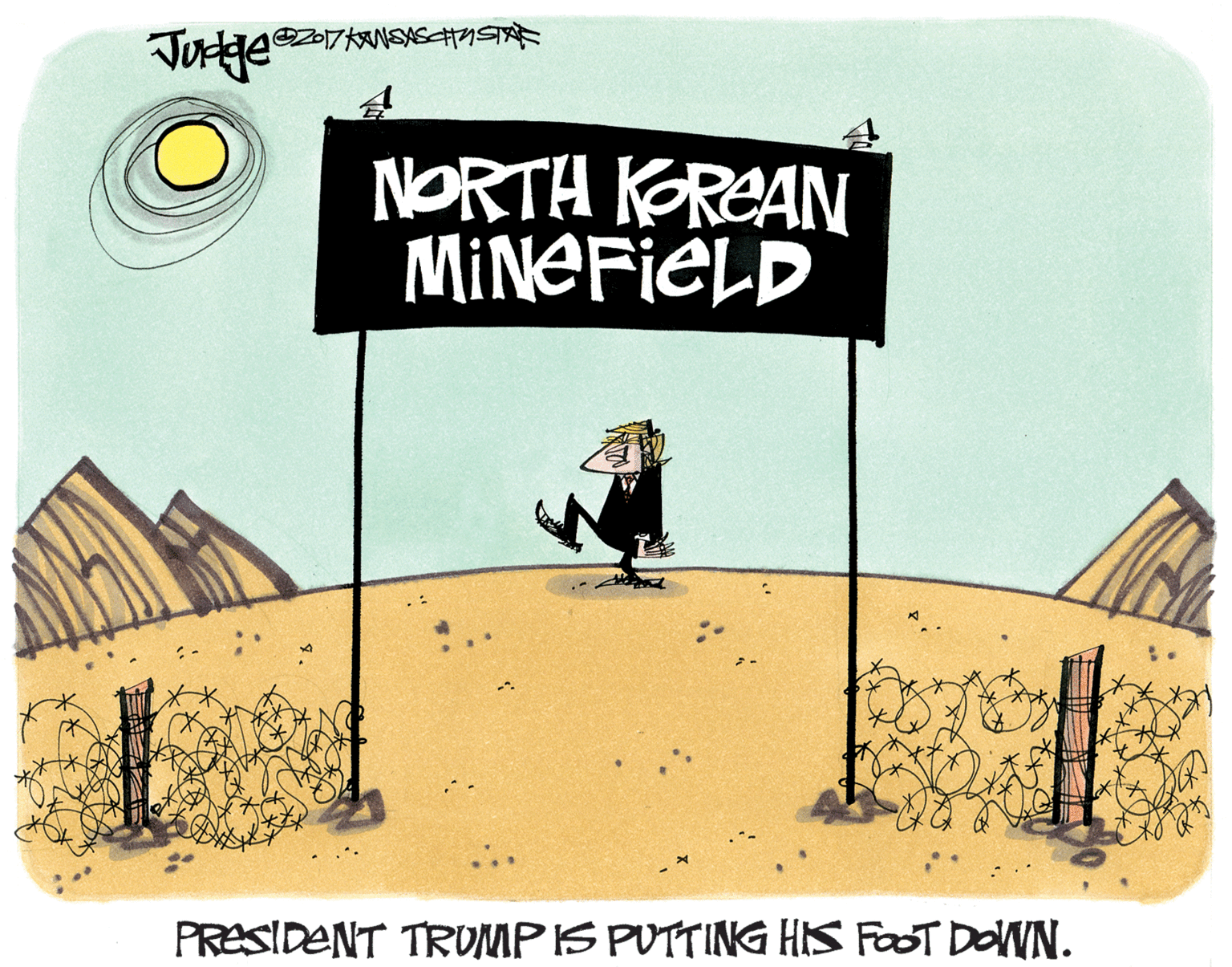 Slope OCR: Jarge NORTH KOREAN MINEFIELD PRESIDENT TRUMPIS PUTTING HIS FoOT DOWN. Jarge NORTH KOREAN MINEFIELD PRESIDENT TRUMPIS PUTTING HIS FoOT DOWN.