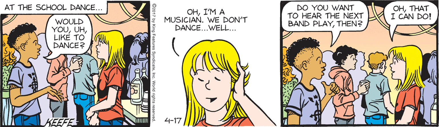 Organ OCR: DO YOU WANT TO HEAR THE NEXT BAND PLAYTHEN? AT THE SCHOOL DANCE... ?HM ? MUSICIAN. WE DON'T DANCE...WELL... OHTHAT I CAN DO! WOULD YOULIKE T? DANCE? 4-17 DO YOU WANT TO HEAR THE NEXT BAND PLAYTHEN? AT THE SCHOOL DANCE... ?HM ? MUSICIAN. WE DON'T DANCE...WELL... OHTHAT I CAN DO! WOULD YOULIKE T? DANCE? 4-17