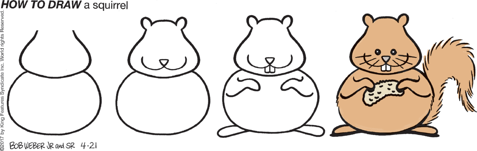 Clip art OCR: HÓW TO DRAW a squirrel BOB WEBER JR and SR 4-21 HÓW TO DRAW a squirrel BOB WEBER JR and SR 4-21
