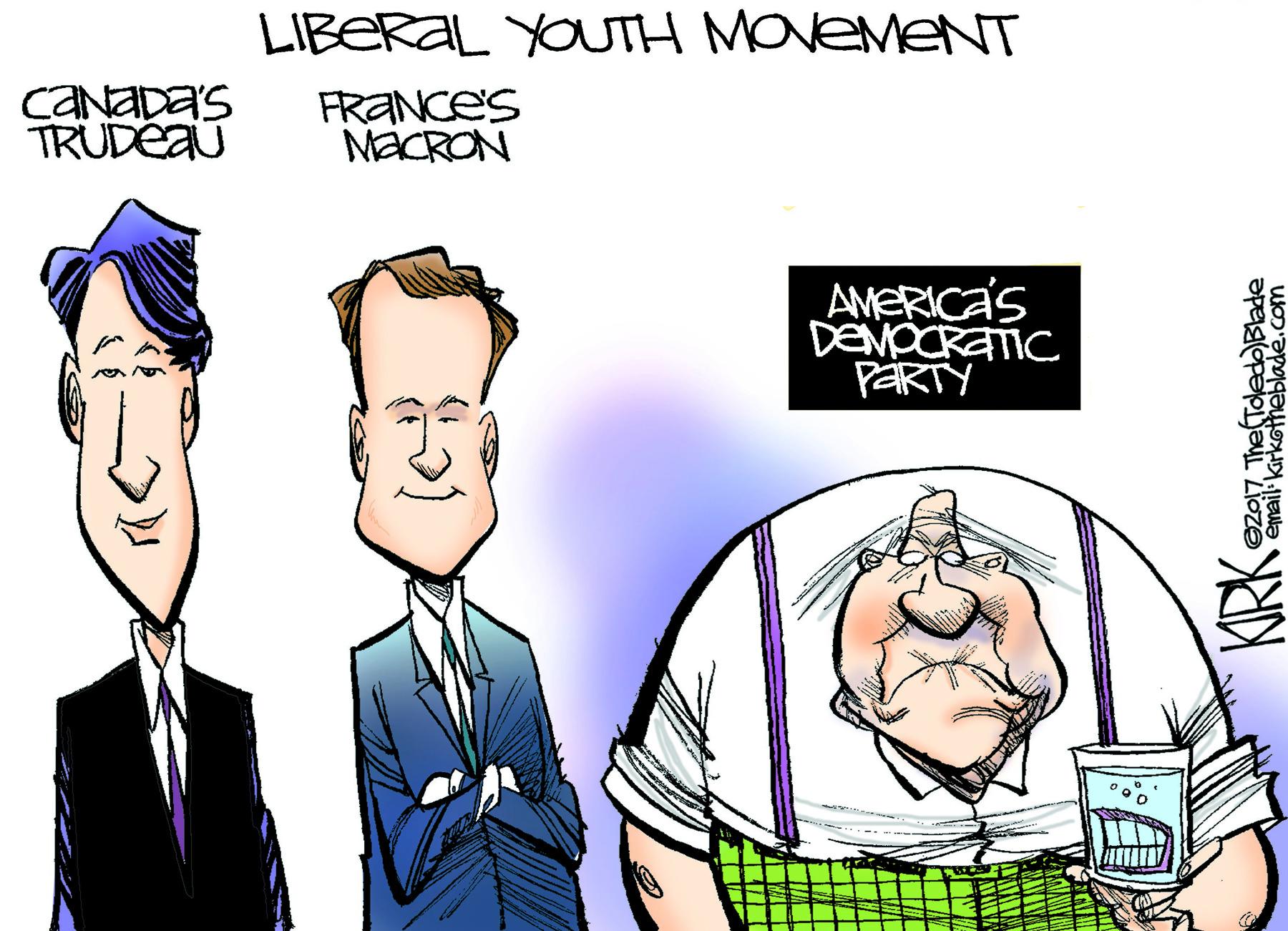 Animation OCR: LIBERAL YOUTH MOVEMENT CaNaDa's TRUDÉAÜ FRANCES MaCRON AMERICA's DEMOCRATIC PARTY KIRKail karktmeblade.com ezO17 The Tdlede)Blade LIBERAL YOUTH MOVEMENT CaNaDa's TRUDÉAÜ FRANCES MaCRON AMERICA's DEMOCRATIC PARTY KIRKail karktmeblade.com ezO17 The Tdlede)Blade