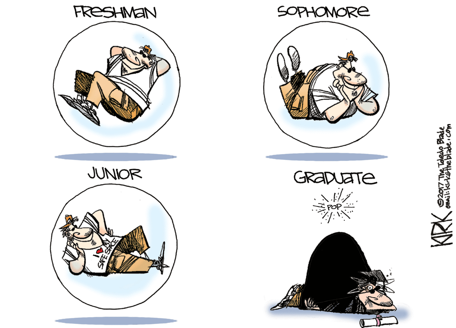 Drawing OCR: FRESHMAN SOPHOMORE JUNIOR GRADUATE POP O2017 The Toledp Blade Omail:kirketheblade com FRESHMAN SOPHOMORE JUNIOR GRADUATE POP O2017 The Toledp Blade Omail:kirketheblade com