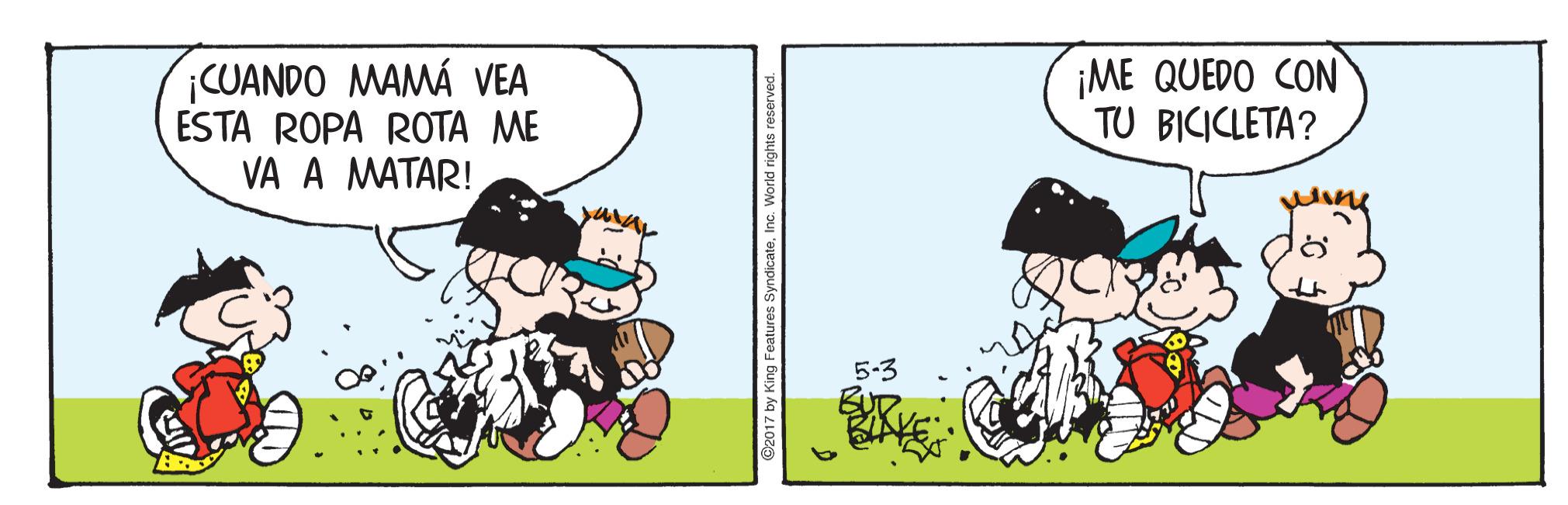 Sharing OCR: CUANDO MAMÁ VEA ESTA ROPA ROTA ME VA A MATAR! ¡ME QUEDO CON TU BICICLETA? 5-3 CUANDO MAMÁ VEA ESTA ROPA ROTA ME VA A MATAR! ¡ME QUEDO CON TU BICICLETA? 5-3