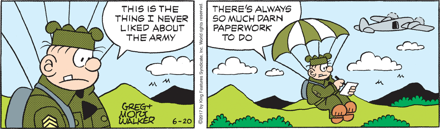 Parallel OCR: THIS IS THE THING I NEVER LIKED ABOUT THE ARMY THERE'S ALWAYS SO MUCH DARN PAPERWORK TO DO GREG+ MORT WALKER 6-20 ©2017 by King Features SyndicateI THIS IS THE THING I NEVER LIKED ABOUT THE ARMY THERE'S ALWAYS SO MUCH DARN PAPERWORK TO DO GREG+ MORT WALKER 6-20 ©2017 by King Features Syndicate