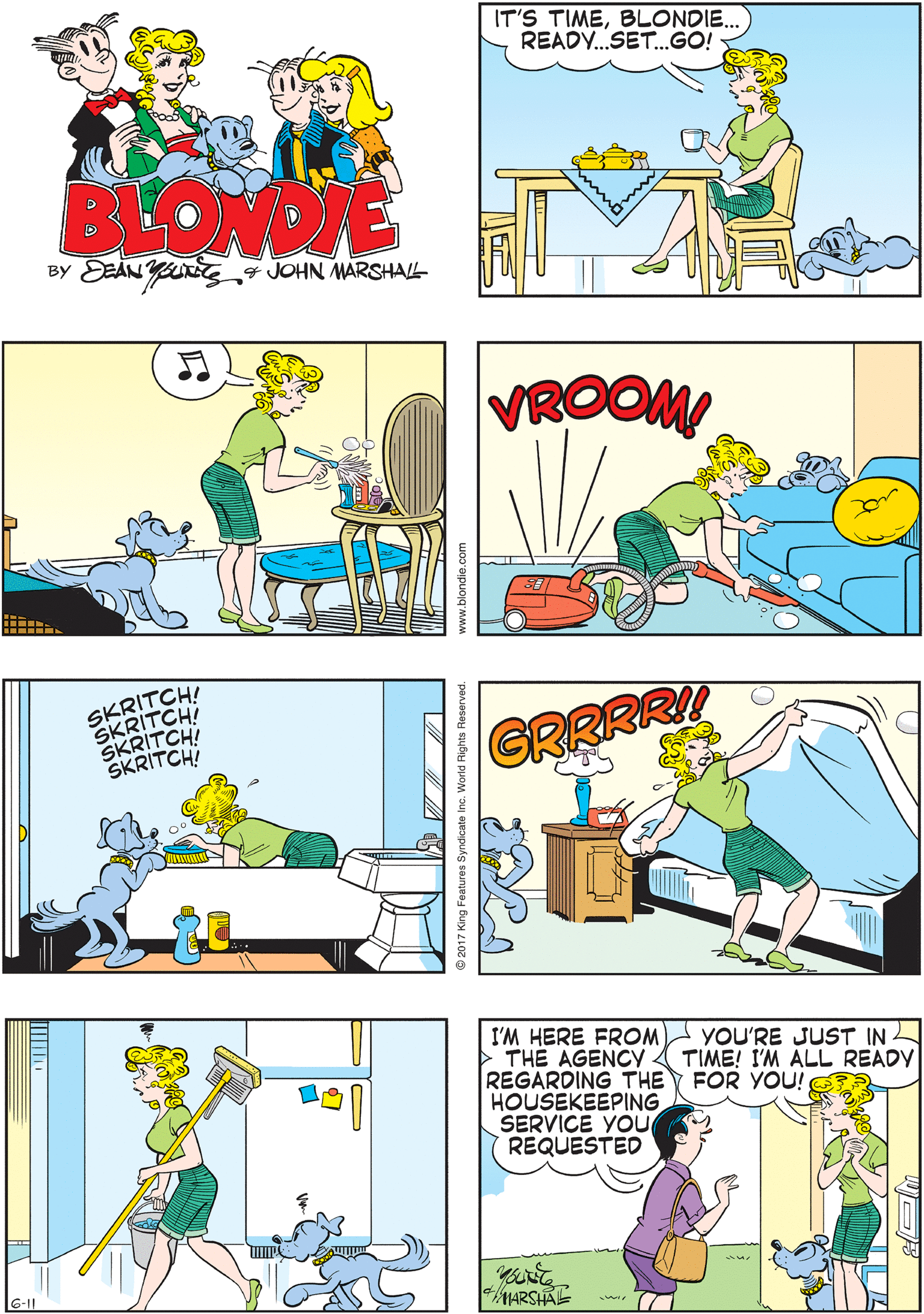 Mammal OCR: IT'S TIMEBLONDIE.. READY.SET..GO! YOU'RE RIGHT! ONE MORE CUP OF COFFEETHEN IT'S READY. SET.GO! BLONDIE By EAN g4 JOHN MARSHAL- VROOM SKRITCH. SKRITCHI SKRITCHI SKRITCH GRRRRII I'M HERE FROM YOU'RE JUST IN THE AGENCY TIME! I'M ALL READY REGARDING THE Y FOR YOU! HOUSEKEEPING SERVICE YOu REQUESTED MARSHAE www.blondie.com IT'S TIMEBLONDIE.. READY.SET..GO! YOU'RE RIGHT! ONE MORE CUP OF COFFEETHEN IT'S READY. SET.GO! BLONDIE By EAN g4 JOHN MARSHAL- VROOM SKRITCH. SKRITCHI SKRITCHI SKRITCH GRRRRII I'M HERE FROM YOU'RE JUST IN THE AGENCY TIME! I'M ALL READY REGARDING THE Y FOR YOU! HOUSEKEEPING SERVICE YOu REQUESTED MARSHAE www.blondie.com