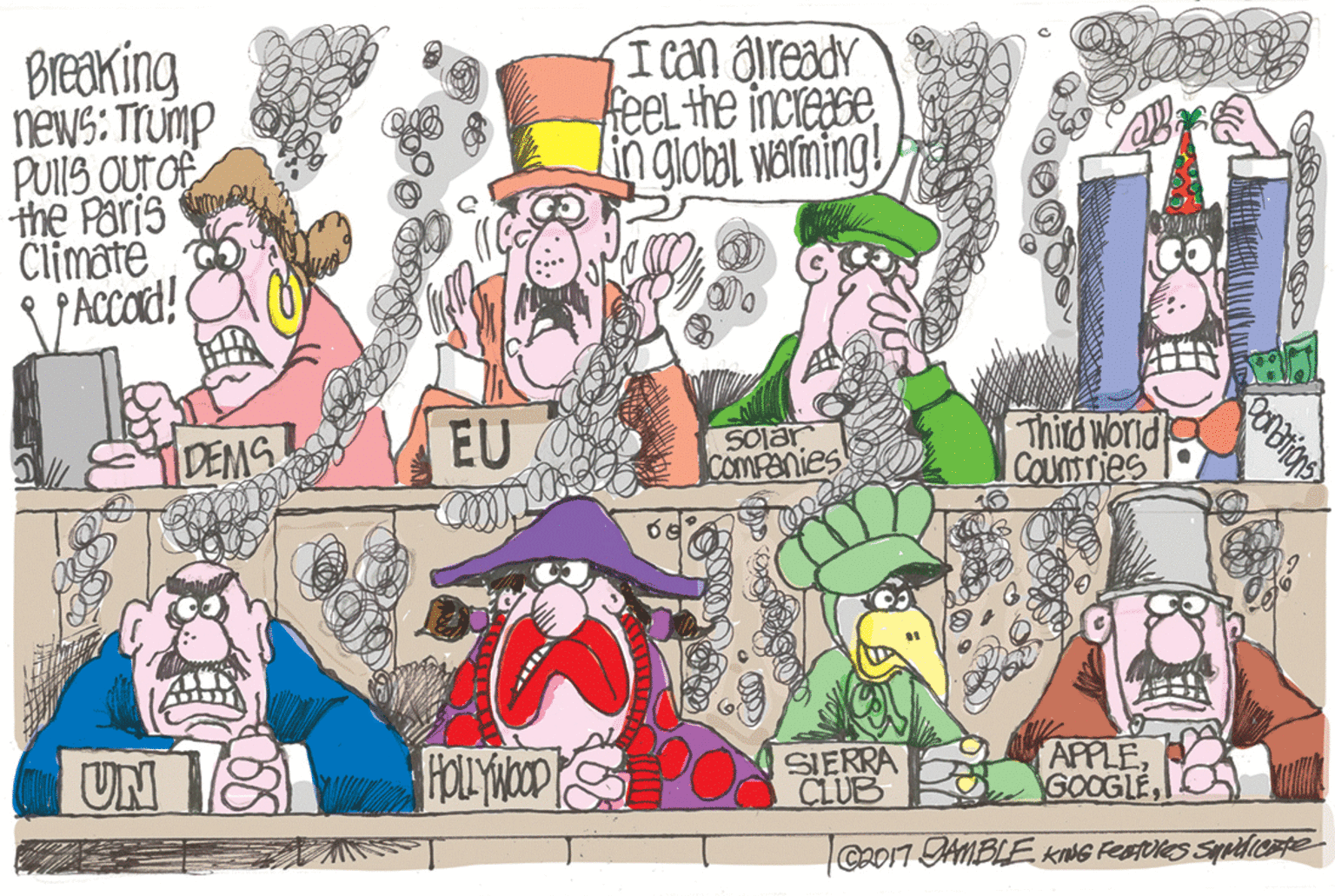 Comic book OCR: Breaking news: Trump PUIIS OUT OF the Paris Climaté Accor! I can aiready feel the increaselnglobol worming! DEMS EU S0lar CoMPanies Third world COUnTries UN 18 FOLYWOOD SIERRA CLUB APPLECROIT AMBLE kNG FEAUES Sphdicte Breaking news: Trump PUIIS OUT OF the Paris Climaté Accor! I can aiready feel the increaselnglobol worming! DEMS EU S0lar CoMPanies Third world COUnTries UN 18 FOLYWOOD SIERRA CLUB APPLECROIT AMBLE kNG FEAUES Sphdicte