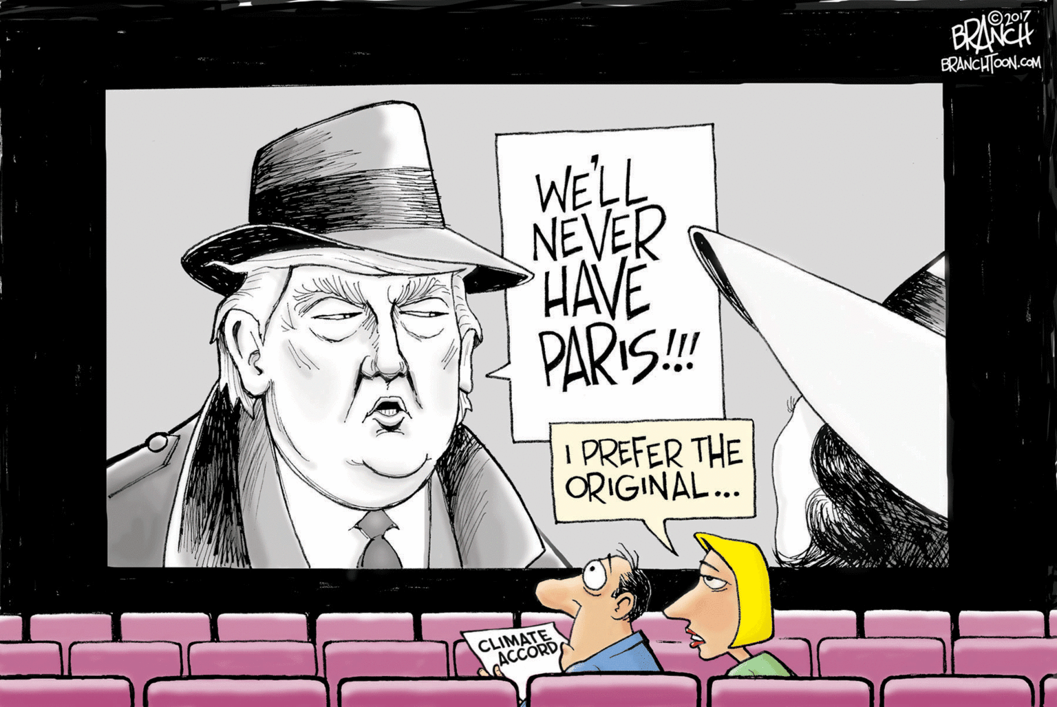Drawing OCR: BRIRE ©2017 BRANCHTOON.COM WELL NEVER HAVE PARIS!! I PREFER THE ORIGINAL. CLIMATE „ACCORD BRIRE ©2017 BRANCHTOON.COM WELL NEVER HAVE PARIS!! I PREFER THE ORIGINAL. CLIMATE „ACCORD