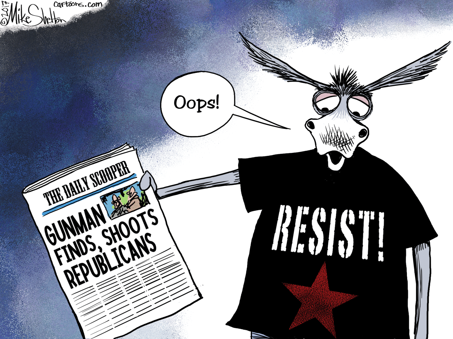 Graphics OCR: Cartoons.com ?ops! THE DAILY SCOOPER GUNMAN FINDSSHOOTS REPUBLICANS RESIST! Cartoons.com ?ops! THE DAILY SCOOPER GUNMAN FINDSSHOOTS REPUBLICANS RESIST!