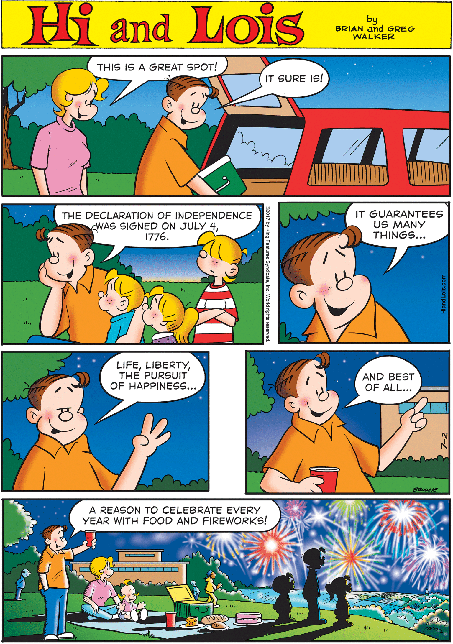 Font OCR: THIS IS A GREAT SPOT! Hi Lois IT SURE IS! amd by BRIAN and GREG WALKER THE DECLARATION OF INDEPENDENCE WAS SIGNED ON JULY 41776. IT GUARANTEES US MANY THINGS... LIFETHE PURSUIT OF HAPPINEss... A REASON TO CELEBRATE EVERY YEAR WITH FOOD AND FIREWORKS! AND BEST OF ALL... --- THIS IS A GREAT SPOT! Hi Lois IT SURE IS! amd by BRIAN and GREG WALKER THE DECLARATION OF INDEPENDENCE WAS SIGNED ON JULY 41776. IT GUARANTEES US MANY THINGS... LIFETHE PURSUIT OF HAPPINEss... A REASON TO CELEBRATE EVERY YEAR WITH FOOD AND FIREWORKS! AND BEST OF ALL... ---