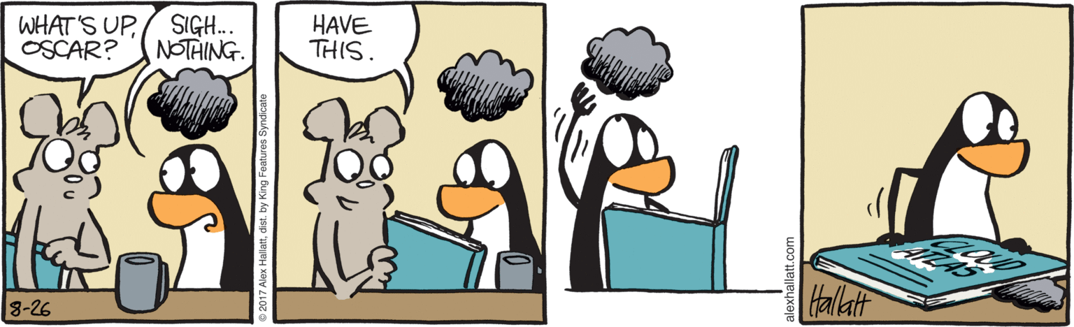 Animated cartoon OCR: WHAT'S UPOSCAR? SIGH. NOTHING. HAVE THIS. Halatt 8-26 WHAT'S UPOSCAR? SIGH. NOTHING. HAVE THIS. Halatt 8-26
