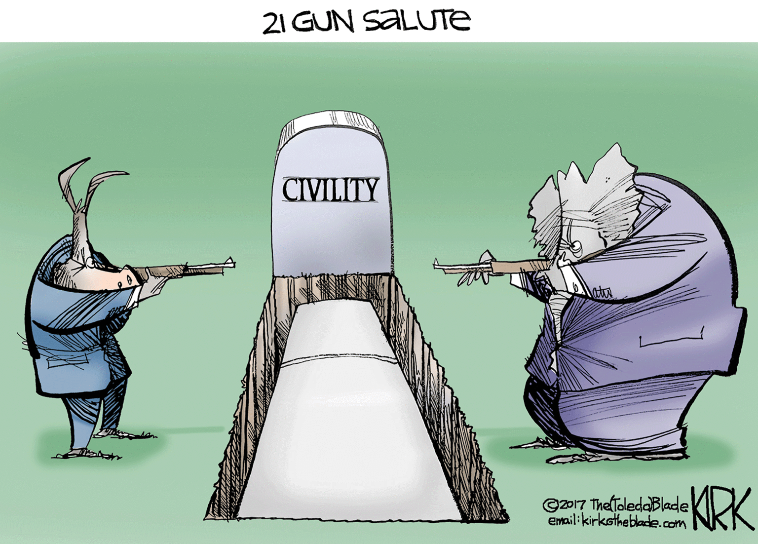 Illustration OCR: 21 GUN SALUTE CIVILITY KRK ©2017 TheltoledaBlade emailikirkotheblade.com 21 GUN SALUTE CIVILITY KRK ©2017 TheltoledaBlade emailikirkotheblade.com