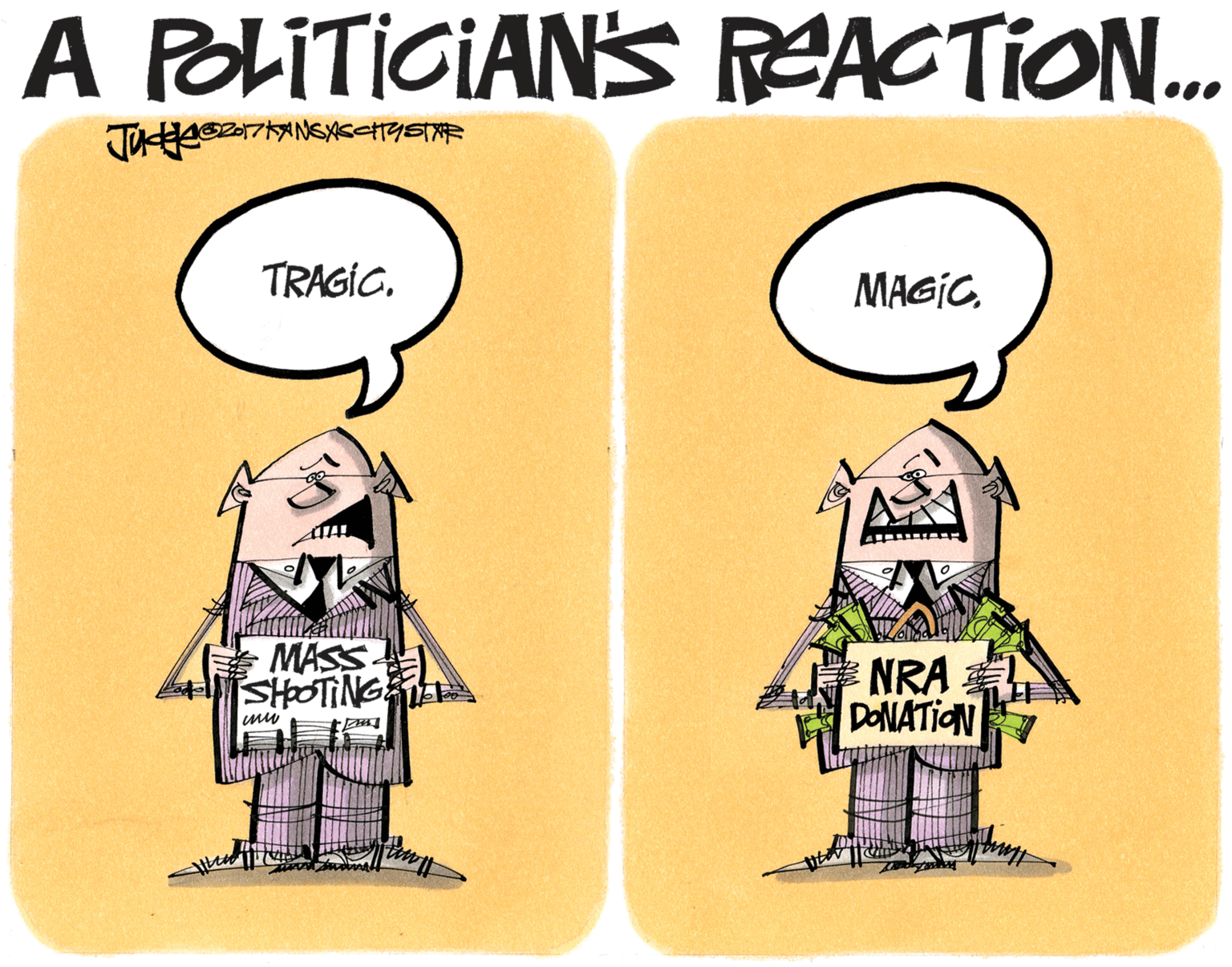 Humour OCR: A POLITICIANS REACTION.. TRAGIC. MAGIC- MASS SHOOTING NRA DONATION A POLITICIANS REACTION.. TRAGIC. MAGIC- MASS SHOOTING NRA DONATION